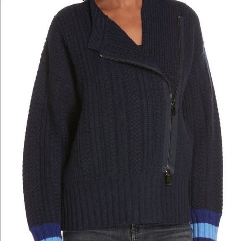 Lewit Asymmetrical Zip Front Wool & Cashmere Sweater women's size small NEW